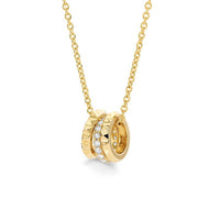 MICHAEL M 14K Yellow Gold Tetra 3 Ring Necklace With Diamonds